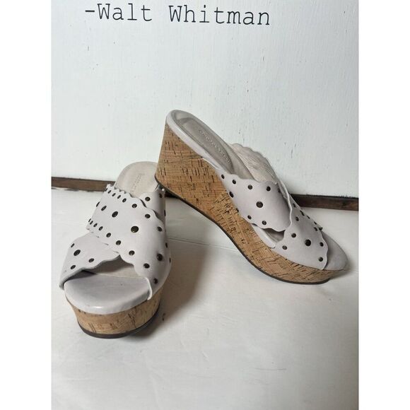 Chocolat Blu Womens Wilbert Wedge Sandals Sz 7 Leather Cork Platform Ice. - Picture 1 of 7